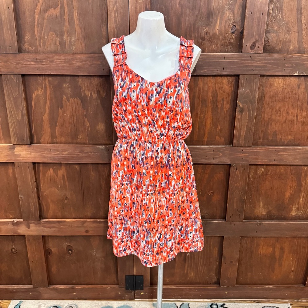 Red Floral Print Sleeveless Mini Dress